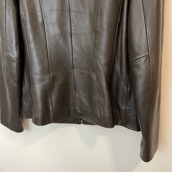 Avanti Genuine Leather Jacket Womens M Dark Brown Full Zip Fitted Design Biker - Picture 8 of 13